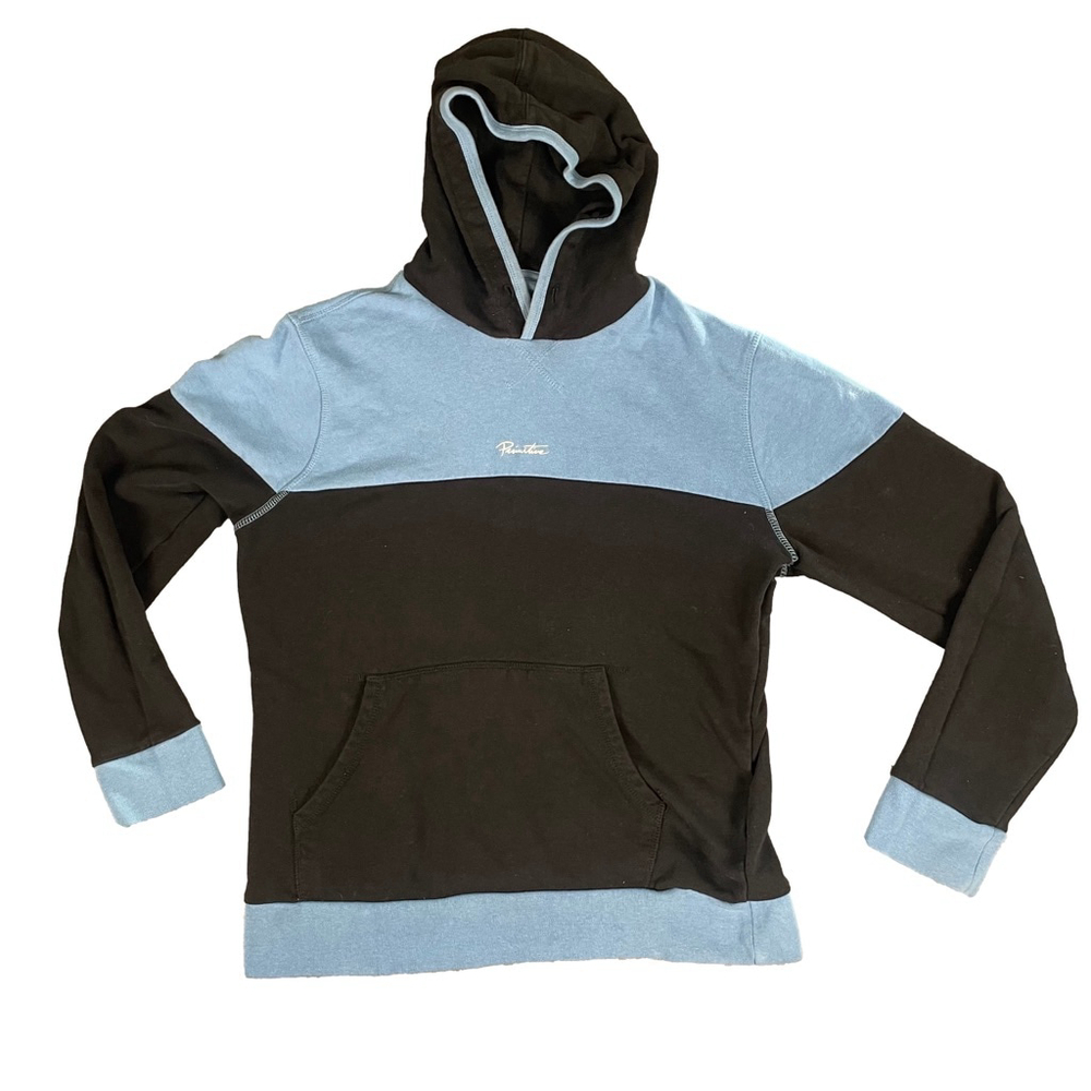 Primitive Skateboarding Hoodie Mens M Blue Black Colorblock Script Logo Pullover